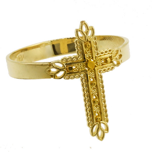 Yellow Gold Thorned Cross Ring