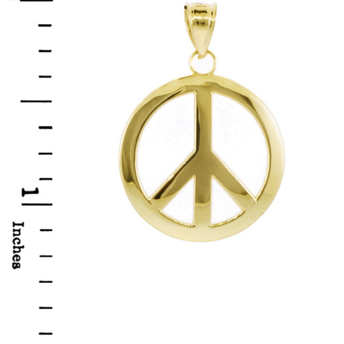 Gold Peace Symbol Pendant (L)