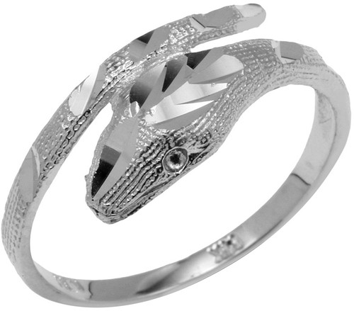 925 Sterling Silver Diamond Cut Cobra Ring