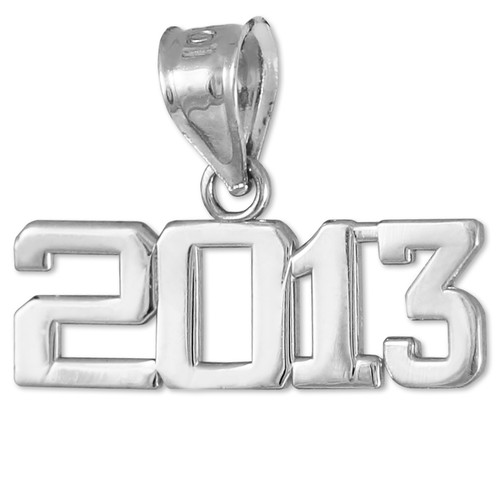 White Gold 2013 Class Graduation Charm Pendant