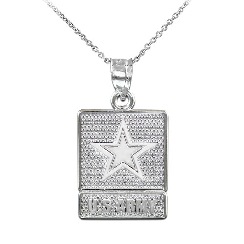 Sterling Silver US ARMY Pendant Necklace