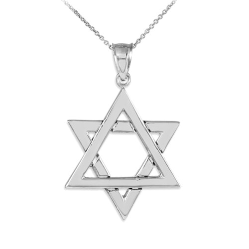 925 Sterling Silver Polished Star of David Pendant Necklace