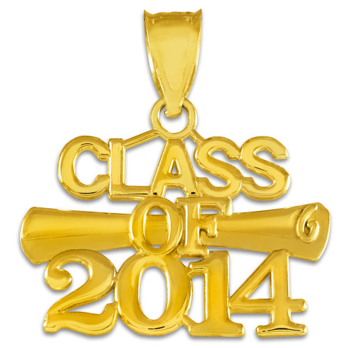 "CLASS OF 2014" Graduation Gold Charm Pendant