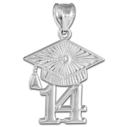 CLASS OF 2014 Graduation Silver Cap Pendant