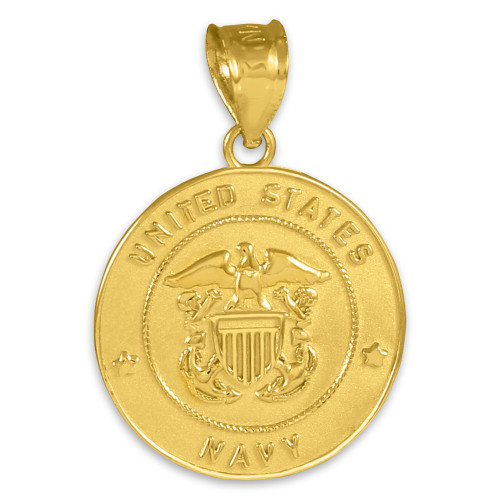 US Navy Solid Gold Coin Pendant Necklace