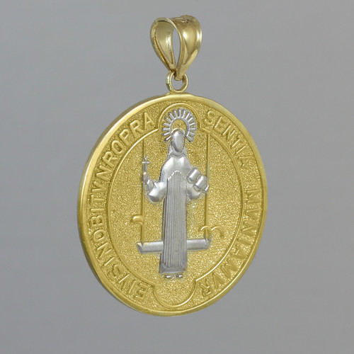Solid Gold St. Benedict Coin Medallion Pendant (M)