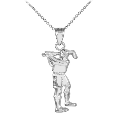 Golfer Silver Charm Sports Pendant Necklace
