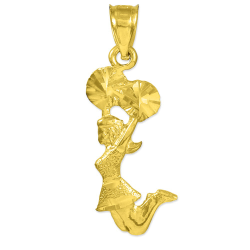 Gold Cheerleader Charm Pendant Necklace