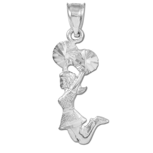 White Gold Cheerleader Charm Pendant Necklace