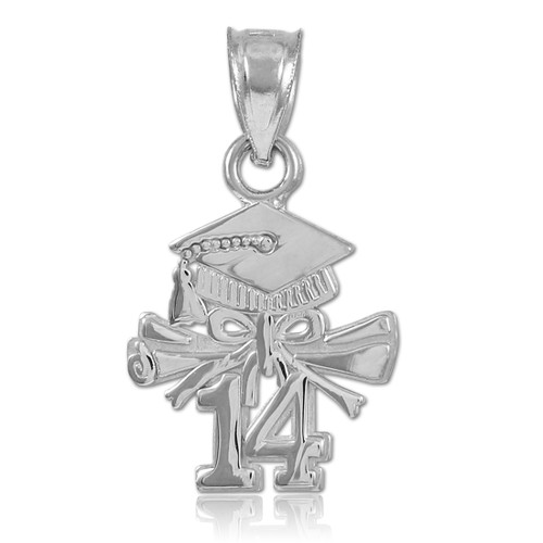 White Gold 2014 Graduation Charm Pendant