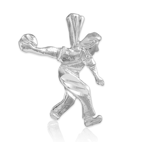 White Gold Bowler Charm Sports Pendant