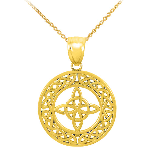Gold Round Trinity Knot Pendant Necklace
