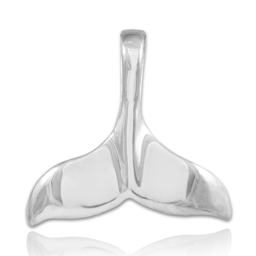 White Gold Dolphin Whale Tail Pendant