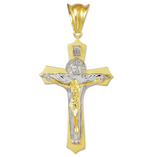 Two-Tone Gold Holy Trinity Crucifix Pendant