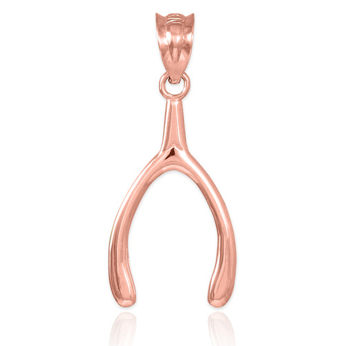 Wishbone pendant in rose gold.