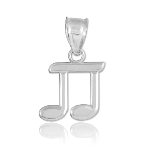 White Gold Beamed Eighth Note Pendant