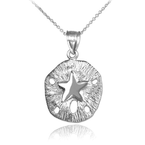 Silver Textured Sand Dollar Pendant Necklace