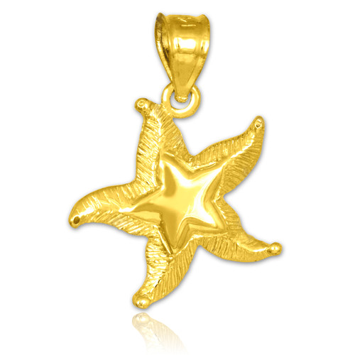 Gold Textured Starfish Pendant
