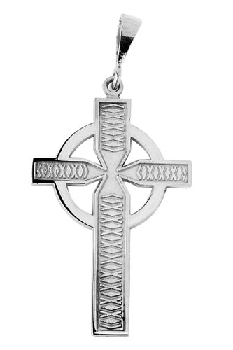 Celtic Pendant Cross in White Gold