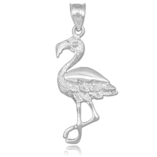 white gold flamingo pendant