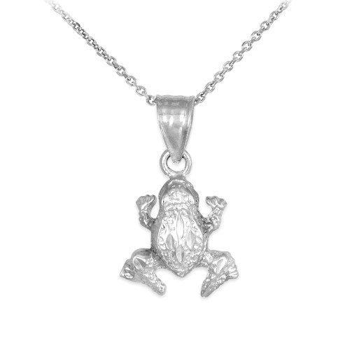 925 Sterling Silver Frog Charm Pendant Necklace