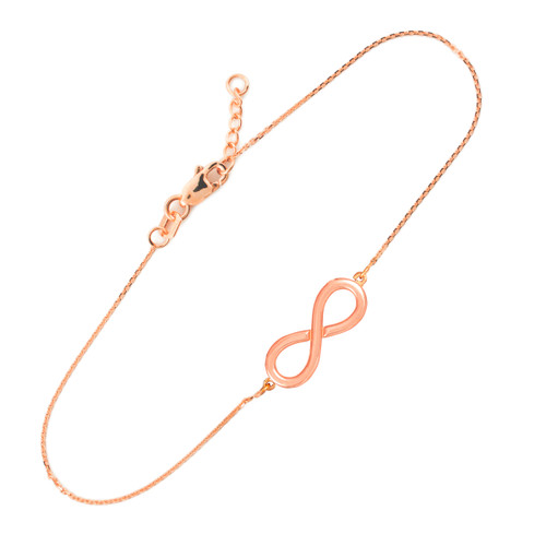 14K Solid Rose Gold Infinity Bracelet