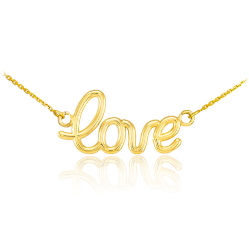 14K Gold "Love" Script Necklace