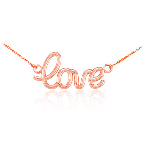 14K Rose Gold "Love" Script Necklace