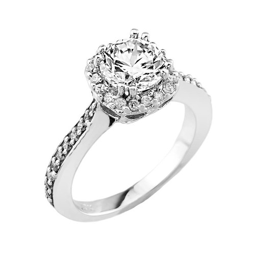 White Gold CZ Solitaire Engagement Ring