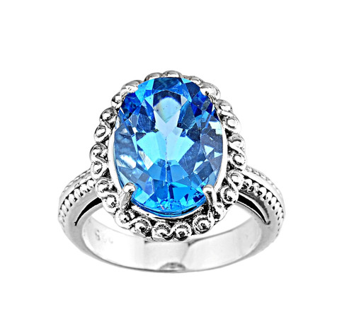 Sterling Silver (LC) Blue Topaz Ladies Ring