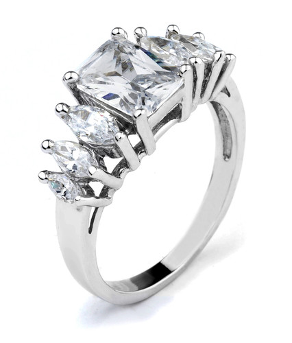 14k Gold Octagon CZ Engagement Ring