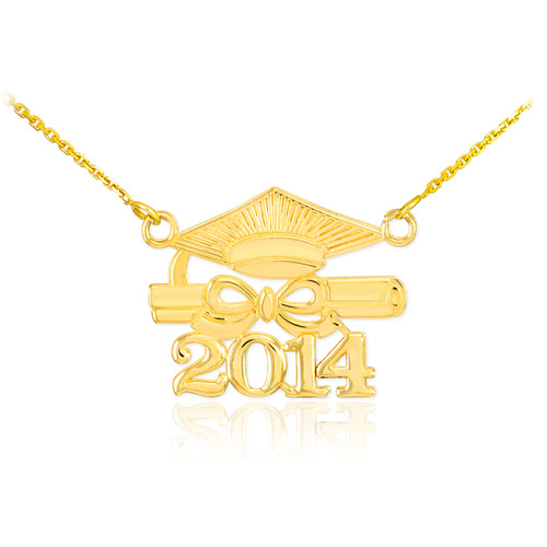 14K Gold "CLASS OF 2014" Graduation Pendant Necklace