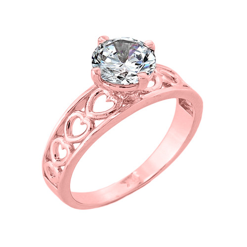 Rose Gold Cubic Zirconia Engagement Ring