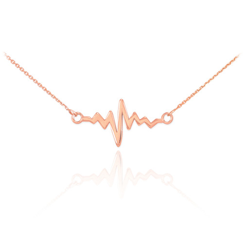 14K Rose Gold Heartbeat Necklace