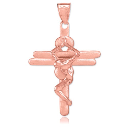 Rose Gold Contemporary Crucifix Cross Pendant