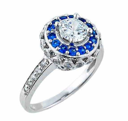 White Gold Art Deco CZ Engagement Ring