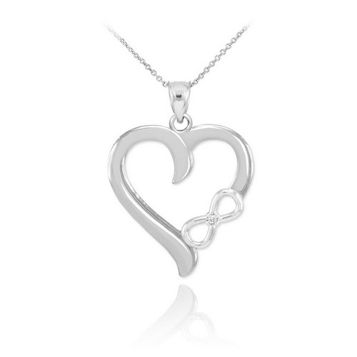 Sterling Silver Infinity Heart CZ Pendant Necklace