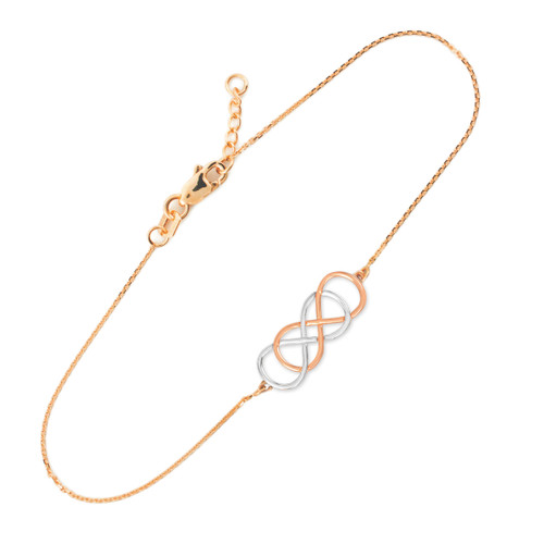 14K Two-Tone Rose Gold Double Knot Infinity Bracelet