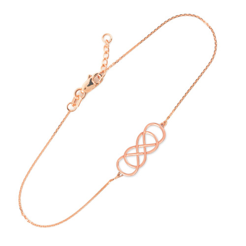 14K Rose Gold Double Knot Infinity Bracelet