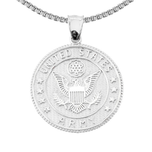 Sterling Silver US Army  Coin Pendant Necklace