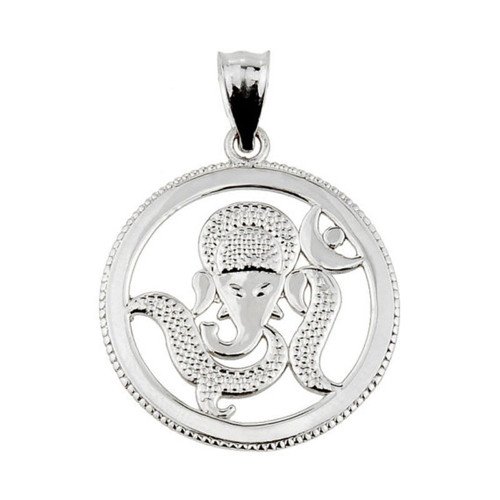 White Gold Lord Ganesha Charm Pendant