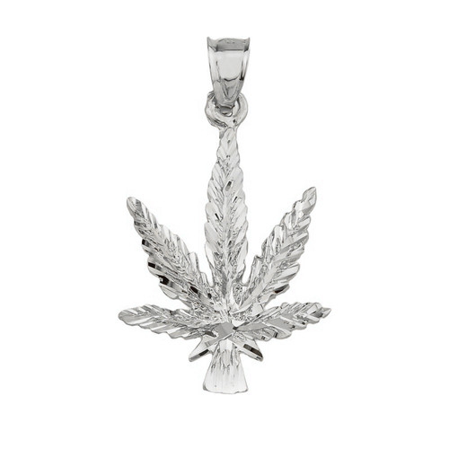 Sterling Silver Marijuana Charm Pendant