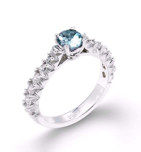 14k Aquamarine Diamond Engagement Ring