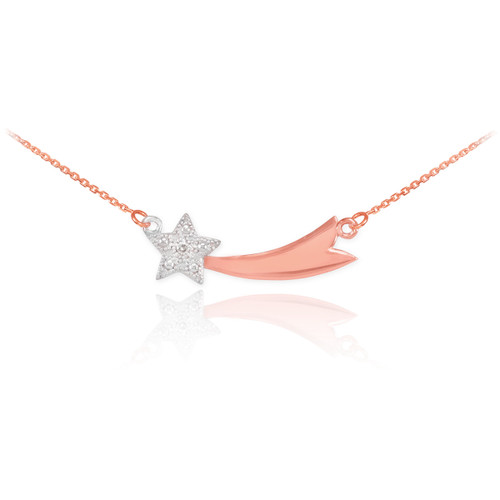 14K Rose Gold Diamond Studded Shooting Star Necklace
