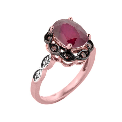 Rose Gold Ruby and Diamond Proposal Ring