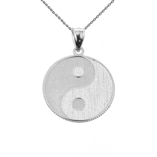 Sterling Silver Yin and Yang Taoist Symbol Charm Pendant Necklace