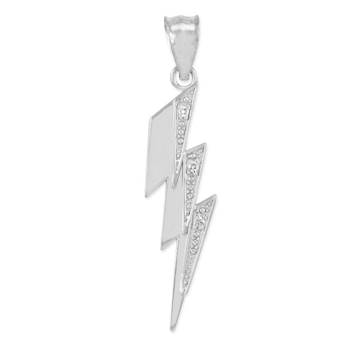 Sterling Silver Thunderbolt CZ Pendant Necklace
