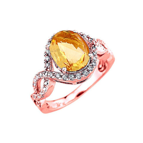 Rose Gold Citrine and Diamond Infinity Engagement Ring