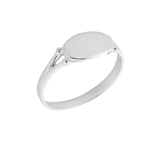 White Gold Engravable Signet Ring