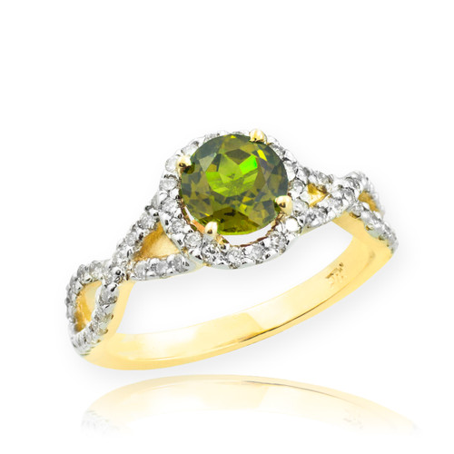 Gold Peridot Birthstone Infinity Ring with Diamonds